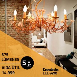 LAMPARA VELA LED 5 WATT CANDELA - Vista 6