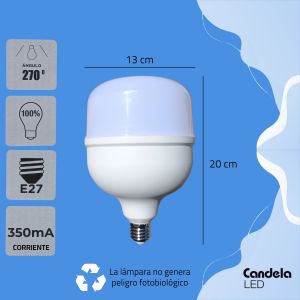 LAMPARA LED HIGH POWER 48W FRIA CANDELA - Vista 4