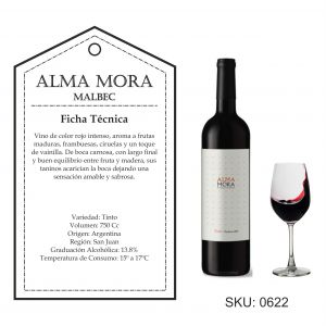 VINO ALMA MORA MALBEC 750 CC - Vista 1