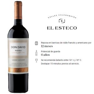 VINO DON DAVID RESERVA CABERNET SAUVIGNON 700CC - Vista 1