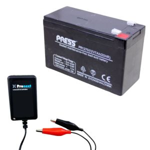 BATERIA DE GEL 12V 7 AH CON CARGADOR DE 12V 1.4 AH C/ CORTE AUTOMATICO PRONEXT