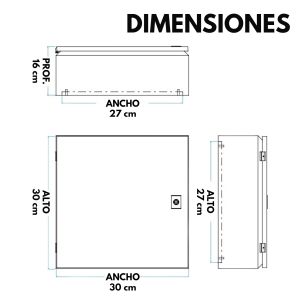 GABINETE METALICO ESTANCO IP65 300X300X160 FORLI - Vista 5