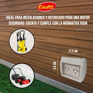 TAPA CAPSULADA EXTERIOR MEMBRANA + TOMACORRIENTE DOBLE ESPECIAL EXULTT - Vista 3