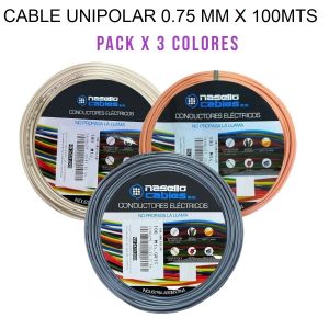 CABLE UNIPOLAR 0.75 MM X 100M PACK X 3 COLORES (BLANCO - GRIS - NARANJA) - Vista 1