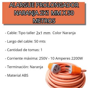 ALARGUE PROLONGADOR NARANJA 2X1 MM X 50 METROS - Vista 3