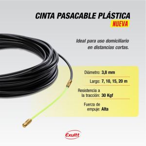 CINTA PASACABLE PLASTICA DE 20 MTS 3.8 DIAMETRO EXULTT - Vista 1