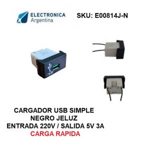 CARGADOR USB JELUZ VERONA 5V 3A (CARGA RAPIDA) SIMPLE NEGRO - Vista 1