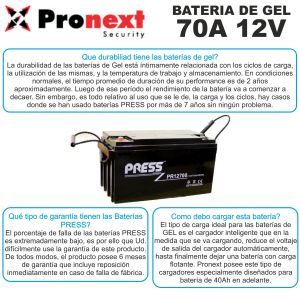 BATERIA DE GEL DE 12V 70 AH PRESS - Vista 2