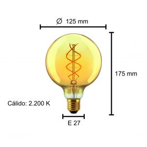 LAMPARA GLOBO GOLDEN FILAMENTO LED 5W E27 MACROLED - Vista 2