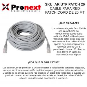 CABLE PARA RED PATCH CORD DE 20 METROS PRONEXT - Vista 2