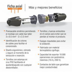 FICHA HEMBRA 3 PATAS 10A AXIAL ESPECIAL EXULTT - Vista 16