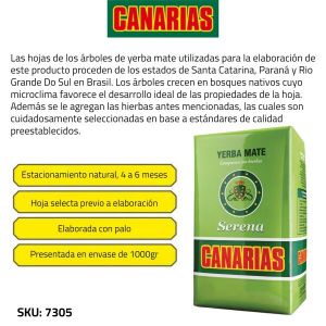 YERBA MATE CANARIAS SERENA 1 KG X 20 UNIDADES - Vista 2