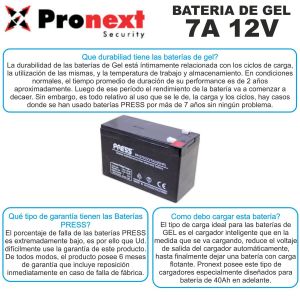 BATERIA DE GEL 12V 7 AH CON CARGADOR DE 12V 1 AH C/ CORTE AUTOMATICO PRONEXT - Vista 4