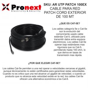 CABLE PARA RED PATCH CORD DE 100 METROS EXTERIOR PRONEXT - Vista 2