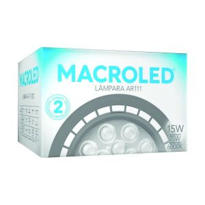 LAMPARA AR111 LED 15W 25º GU10 DIMERIZABLE DE PVC GRIS MACROLED - Vista 3