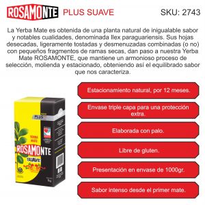 YERBA ROSAMONTE SUAVE PLUS 500 GR X 10 UNIDADES - Vista 4