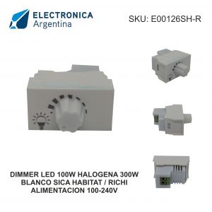 MODULO DIMMER DUAL LED 100W HALOGENA 300W BLANCO SICA HABITAT / RICHI - Vista 1