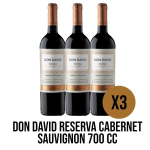 VINO DON DAVID RESERVA CABERNET SAUVIGNON 700CC X 3 UNIDADES - Vista 1