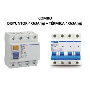 COMBO DISYUNTOR TETRAPOLAR 4X63 + TéRMICA TRIFASICO INDUSTRIAL 4X63 - Vista 1