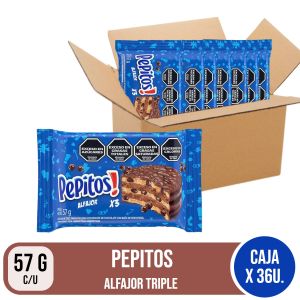 ALFAJOR TRIPLE PEPITOS 57 GR X 36 UNIDADES