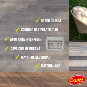 TAPA CAPSULADA EXTERIOR MEMBRANA APLICAR + 2 TOMAS ESPECIAL 10A EXULTT URBANA - Vista 3