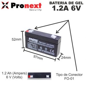 BATERIA DE GEL DE 6V 1.2 AH PRESS - Vista 1