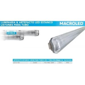 LUMINARIA ESTANCO P/ 2 TUBOS LED DE 18W 1.20 MTS MACROLED - Vista 3