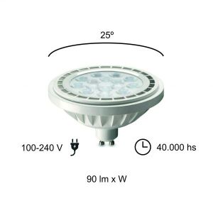 LAMPARA AR111 LED 15W 30º GU10 DIMERIZABLE ALUMINIO MACROLED - Vista 5