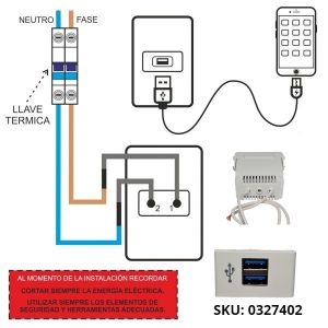 MODULO 1 CARGADOR USB 2A DOBLE DUNA / DUNA MAS EXULTT - Vista 2