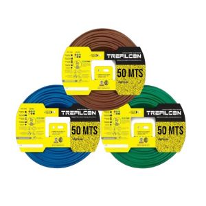 CABLE UNIPOLAR 4 MM TREFILCON X 50M PACK X 3 COLORES (MARRON - CELESTE - VERDE/AMARILLO)