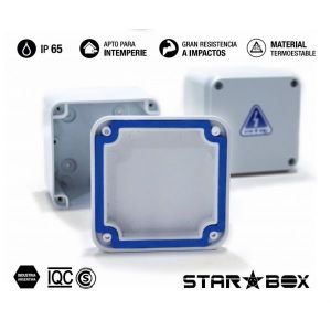 CAJA DE PASO ESTANCA IP65 EXTERIOR 90X90X75 MM (BLANCO) STAR BOX - Vista 1