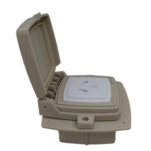 LLAVE 1 TOMA 10A (ESPECIAL) CAPSULADO P/ EMBUTIR BEIGE EXULTT - Vista 2