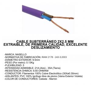 CABLE SUBTERRANEO 2X2.5 MM X METRO CONDUELEC - Vista 2