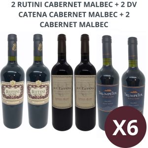 VINO 2 RUTINI CABERNET MALBEC + 2 DV CATENA CABERNET MALBEC + 2 TRUMPETER MALBEC - Vista 1