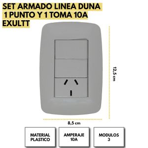 SET ARMADO LINEA DUNA 1 PUNTO Y 1 TOMA 10A EXULTT - Vista 3