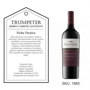 VINO TRUMPETER RESERVE CABERNET SAUVIGNON 750 CC - Vista 2