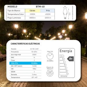 LAMPARA HIGHPOWER LED 40W E40 MAGNOLIA PVC/ALUM MACROLED - Vista 8