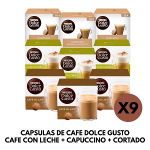 CAPSULAS DE CAFE DOLCE GUSTO CAFE CON LECHE + CAPUCCINO +  CORTADO - Vista 1