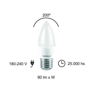 LAMPARA VELA LED 6W E27 MACROLED - Vista 5