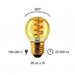 LAMPARA GOTA GOLDEN FILAMENTO LED 3W E27 MACROLED - Vista 3