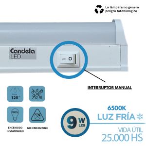 LISTON LED 9W 60 CM T5 FRIO PVC 220V IP20 CANDELA - Vista 3