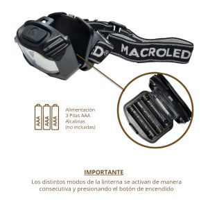 LINTERNA LED PRO MINERO 3W COB 120LM MACROLED - Vista 5