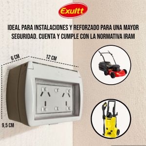 TAPA CAPSULADA EXTERIOR MEMBRANA APLICAR + TOMACORRIENTE DOBLE EXULTT URBANA - Vista 3