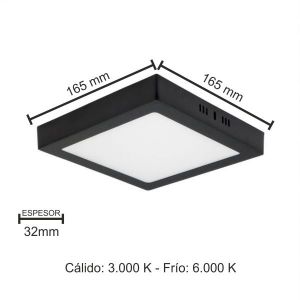 PANEL LED  APLICAR CUADRADO 12W NEGRO MACROLED - Vista 5