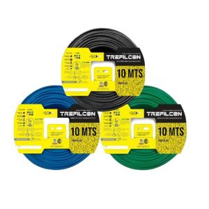 CABLE UNIPOLAR 6 MM TREFILCON X 10M PACK X 3 COLORES (NEGRO- CELESTE - VERDE/AMARILLO)