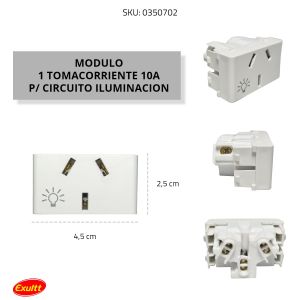 MODULO 1 TOMACORRIENTE 10A P/ CIRCUITO ILUMINACION LINEA URBANA EXULTT - Vista 4