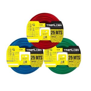 CABLE UNIPOLAR 4 MM TREFILCON X 25M PACK X 3 COLORES (ROJO- CELESTE - VERDE/AMARILLO)