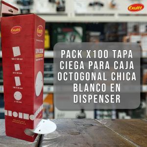 PACK X100 TAPA CIEGA PARA CAJA OCTOGONAL CHICA BLANCO EN DISPENSER - Vista 2