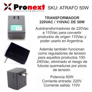 AUTOTRANSFORMADOR 220V A 110V DE 50W PRONEXT - Vista 2