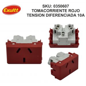 MODULO 1 TOMACORRIENTE TENSION DIFERENCIADA ROJO 10A LINEA URBANA EXULTT - Vista 1